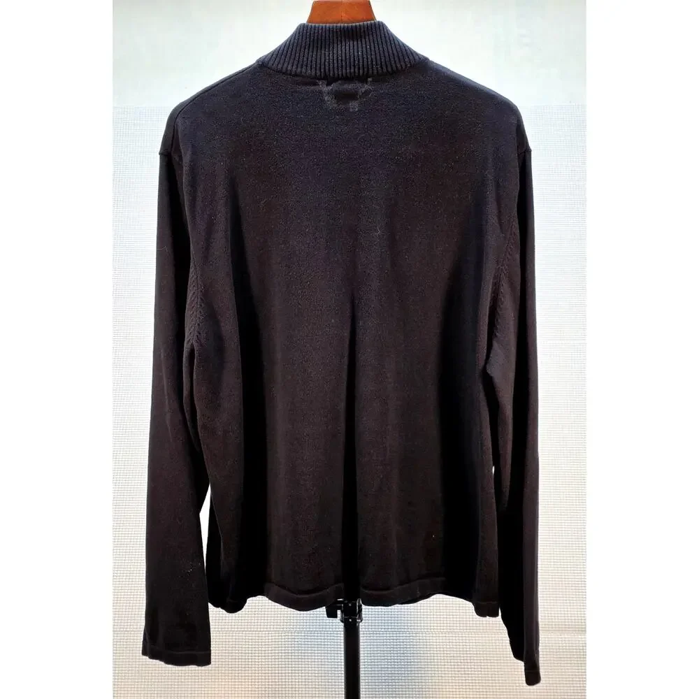 MICHAEL KORS Men's Full Zip Knit Cardigan Sweater Jacket Black 100% Cotton XL